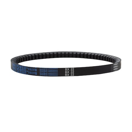 D&D BX22 Cogged, Classical V-Belt, 25 in Outside Length, 21/32 in Top Width, 13/32 in Thickness, 1 Ribs BX22